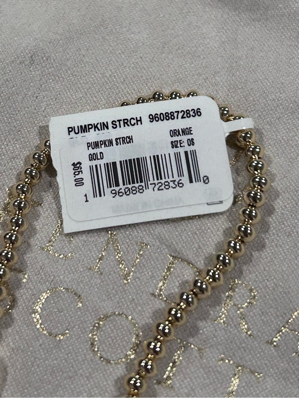 NWT Kendra Scott Pumpkin Gold Stretch Bracelet in Orange Mother-of-Pearl - Picture 4 of 4